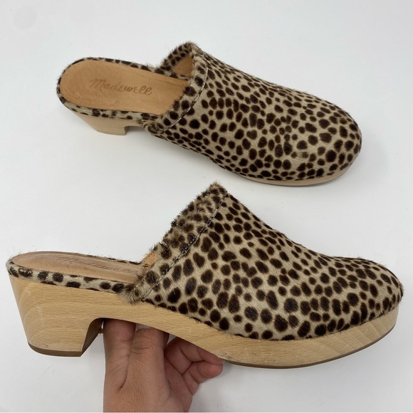 Madewell Womens The Ruby Clog in Dotted Calf Hair 7.5 Wooden Soles Slip On MA526 - Picture 11 of 11
